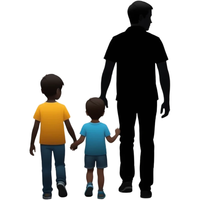 child silhouette walking away from a larger parent silhouette emoji