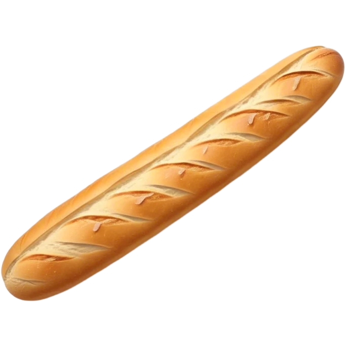Cinematic Realistic Baguette Bread Emoji, showcasing a long, crusty baguette with a crisp exterior and soft interior rendered with lifelike textures and warm, rustic lighting. emoji