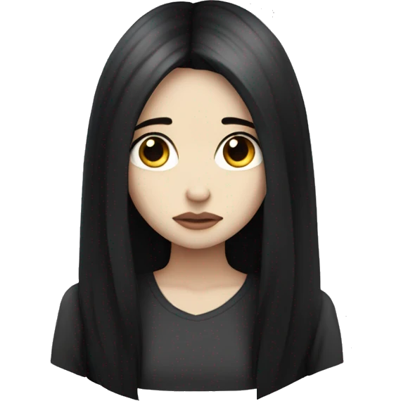Pale girl with long black hair sad emoji