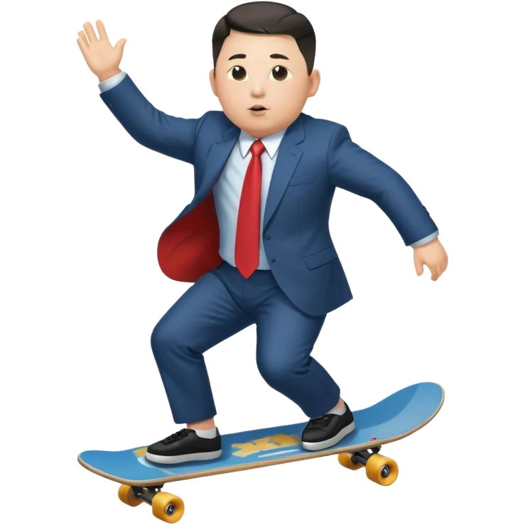 Kim jong-un riding skate board emoji