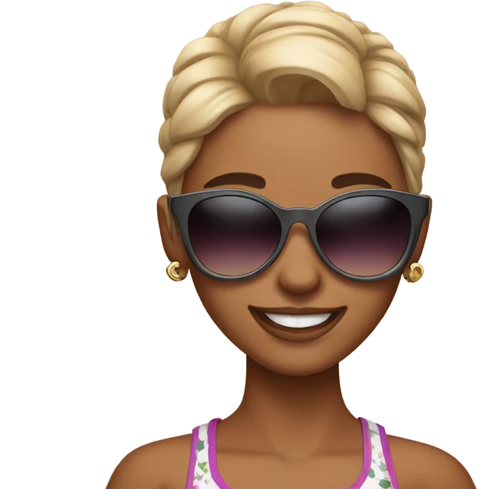 happy girl in crop top and shades emoji