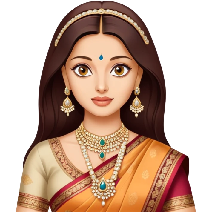 Aishwarya Rai in a saree, traditional Indian outfit, jewelry emoji