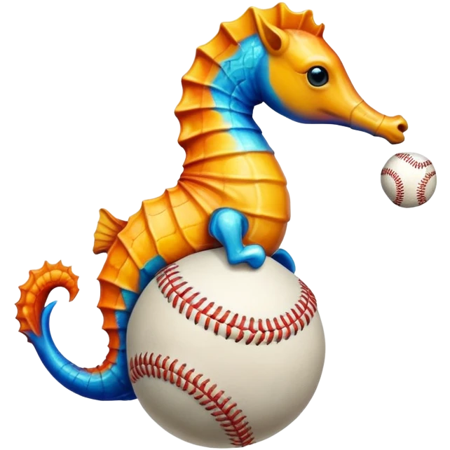 Seahorse riding a baseball emoji