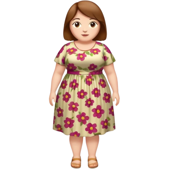Fat white woman. Full body. Brown hair emoji