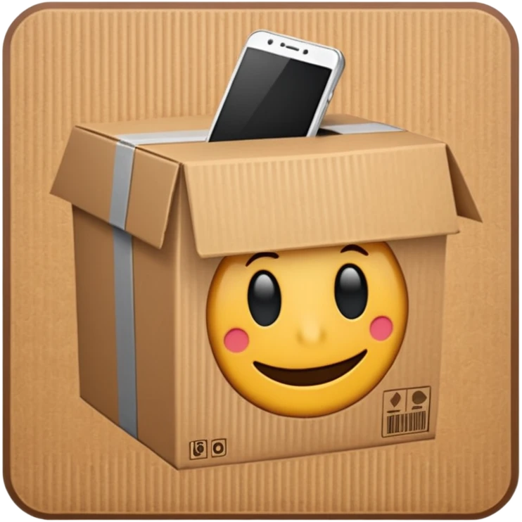 emoji de un simbolo de prohibido y que esté sobre una caja de cartón de envío emoji