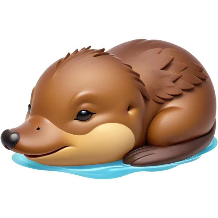 Meme-Worthy Cute Sleeping Platypus Portrait Emoji, Head resting peacefully with a contented smile, showcasing a unique, streamlined build and a luxuriously soft brown fur, eyes shut in a serene, restful float, Simplified yet hilariously adorable features, highly detailed, glowing with a soft, drowsy light, high shine, relaxed and utterly lovable, stylized with an air of playful laziness, bright and heartwarming, soft glowing outline, capturing the essence of a comically sleepy platypus, so meme‐worthy it feels like it could instantly become the next viral sensation of adorable slumber! emoji