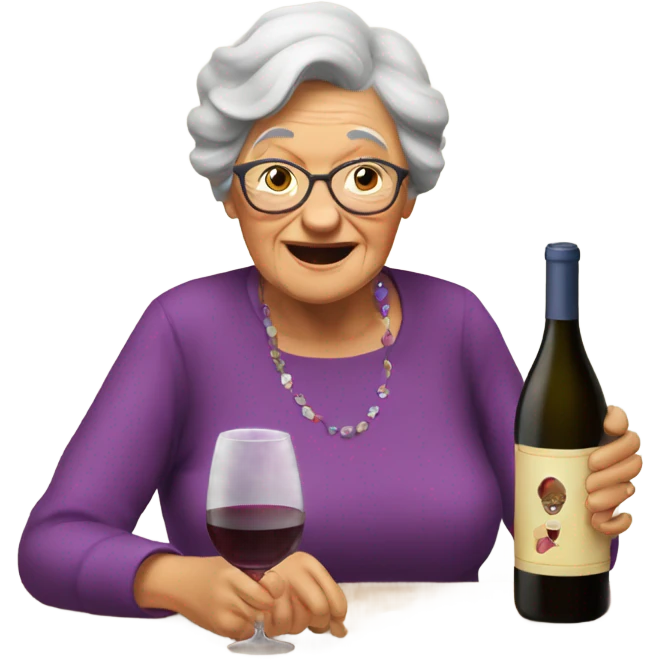 Grandma dinking wine emoji