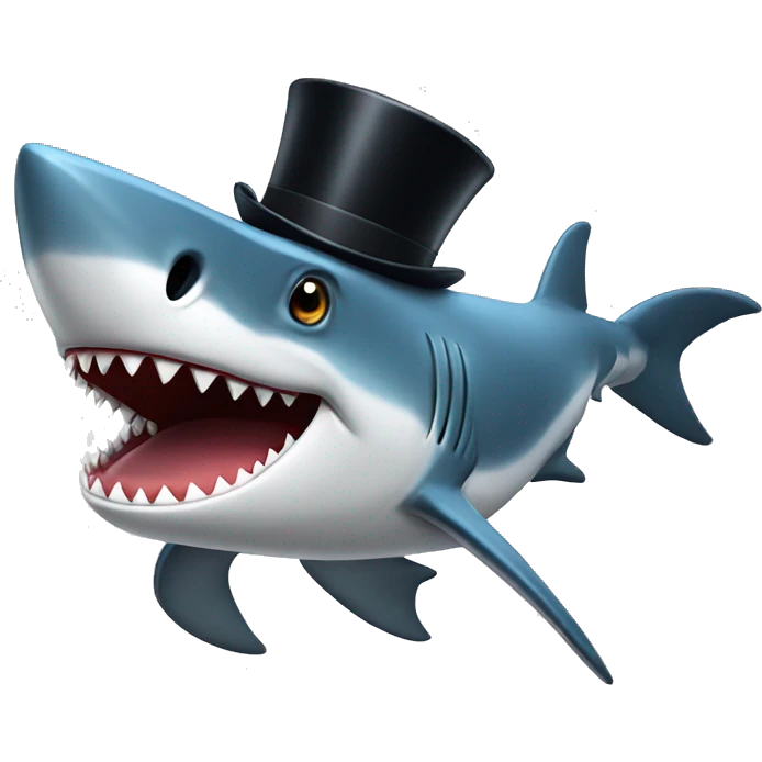 Shark with a top hat emoji