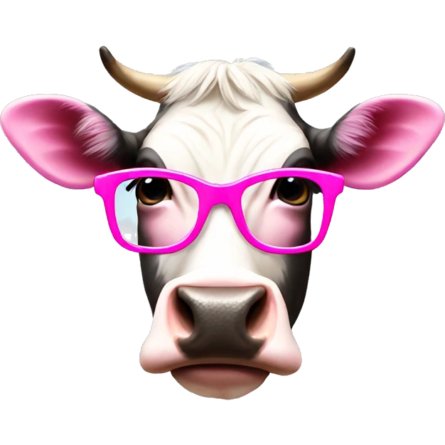 Cow wearing pink glasses emoji