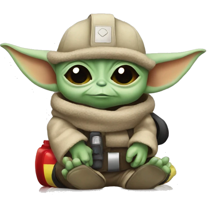 Baby Yoda holds a fireman emoji