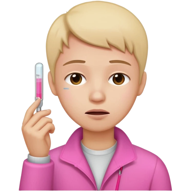 dolor de cabeza, garganta y un termómetro rosita. emoji