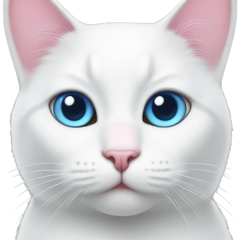 Blue eyes White cat and pink nose emoji