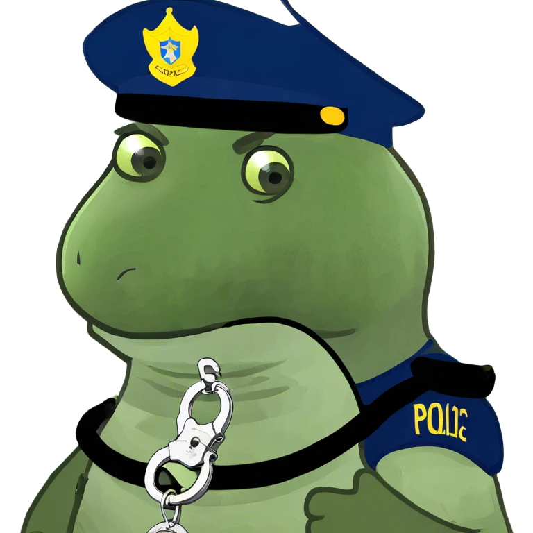 A goose wearing handcuffs being arrested by a police officer  emoji