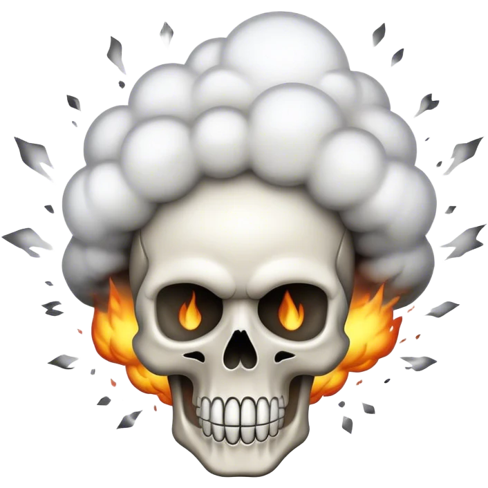 cartoonish skull emoji blasting up emoji