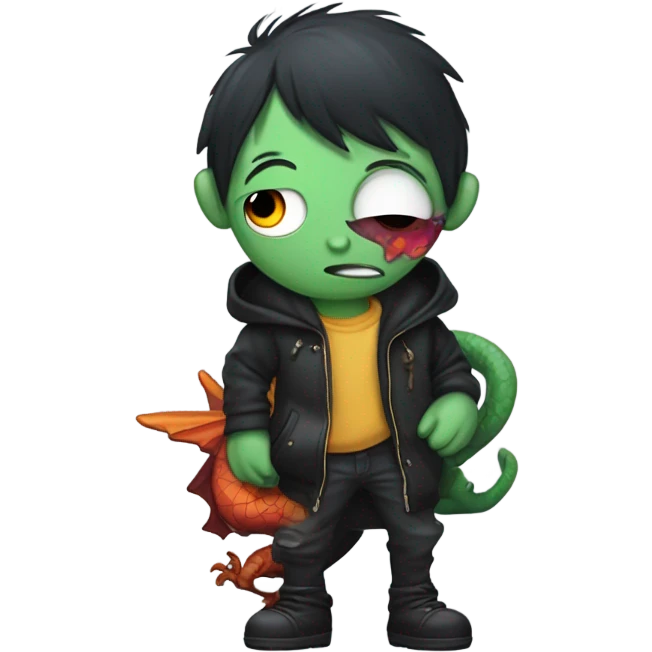 Emo poop holding a dragon emoji