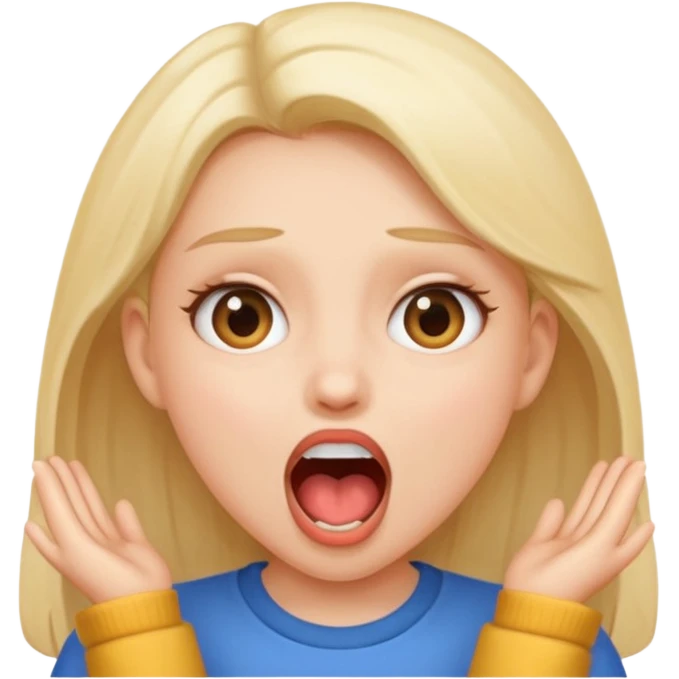 A girl opening her mouth super wide emoji