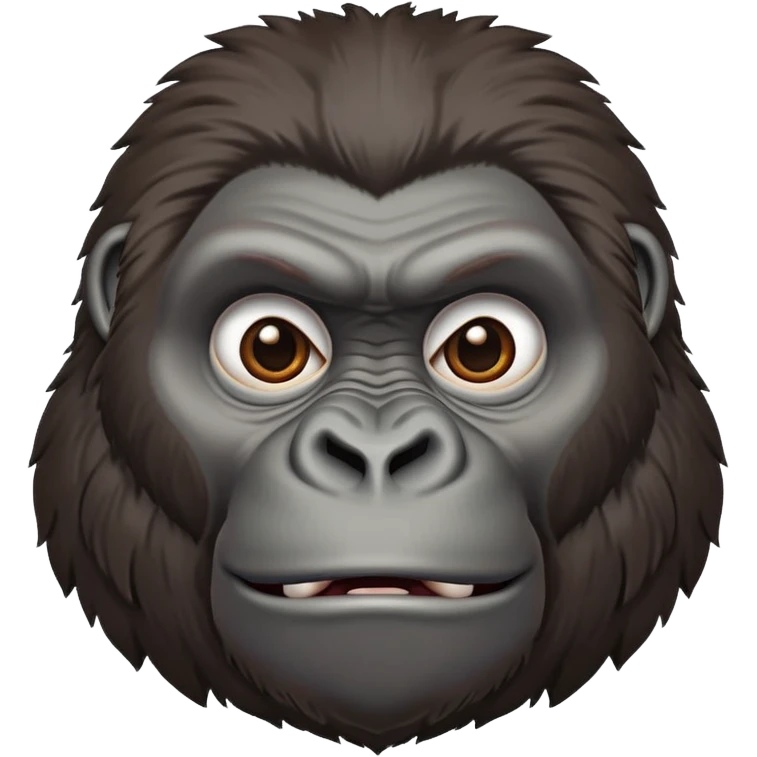 Expressive gorilla head, detailed ape features, strong facial structure, primate emoji emoji