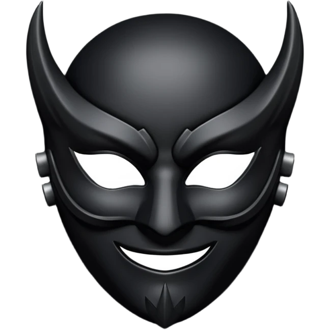 Minimal emoji, gothic mask forged from matte black leather, emotionless expression, smooth heavy surface, subtle leather texture, deep shadows, centered, bdsm slave leather mask emoji