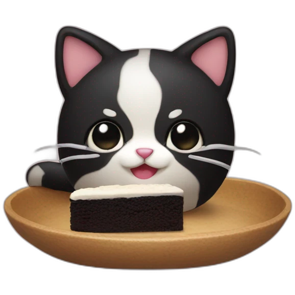 black cake mochi cat emoji