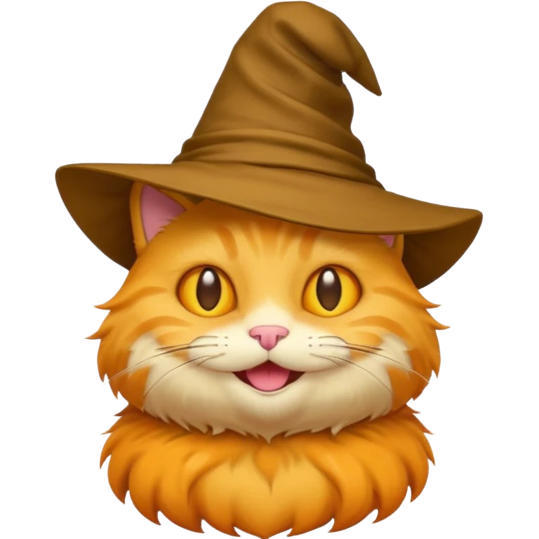 Very Simple yellow cat emoji wearing a sorting hat emoji