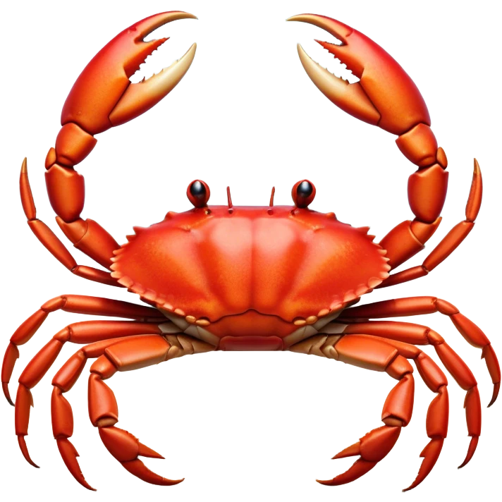 Cinematic Realistic Noble Crab Portrait Emoji, Poised and commanding, with a robust, angular build and a vividly red, textured exoskeleton naturally forming a distinctive face with expressive eyes, rendered in lifelike detail with realistic sandy accents, high shine, intelligent and resolute, styled with an air of coastal authority, focused and attentive, soft glowing outline, capturing the essence of a watchful and confident crab that appears ready to scuttle out of the screen with effortless power! emoji