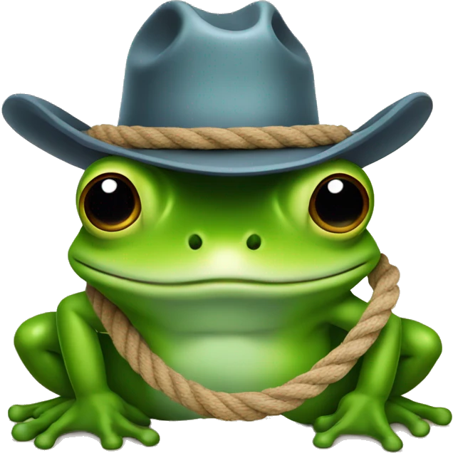 frog with cowboy hat and rope emoji