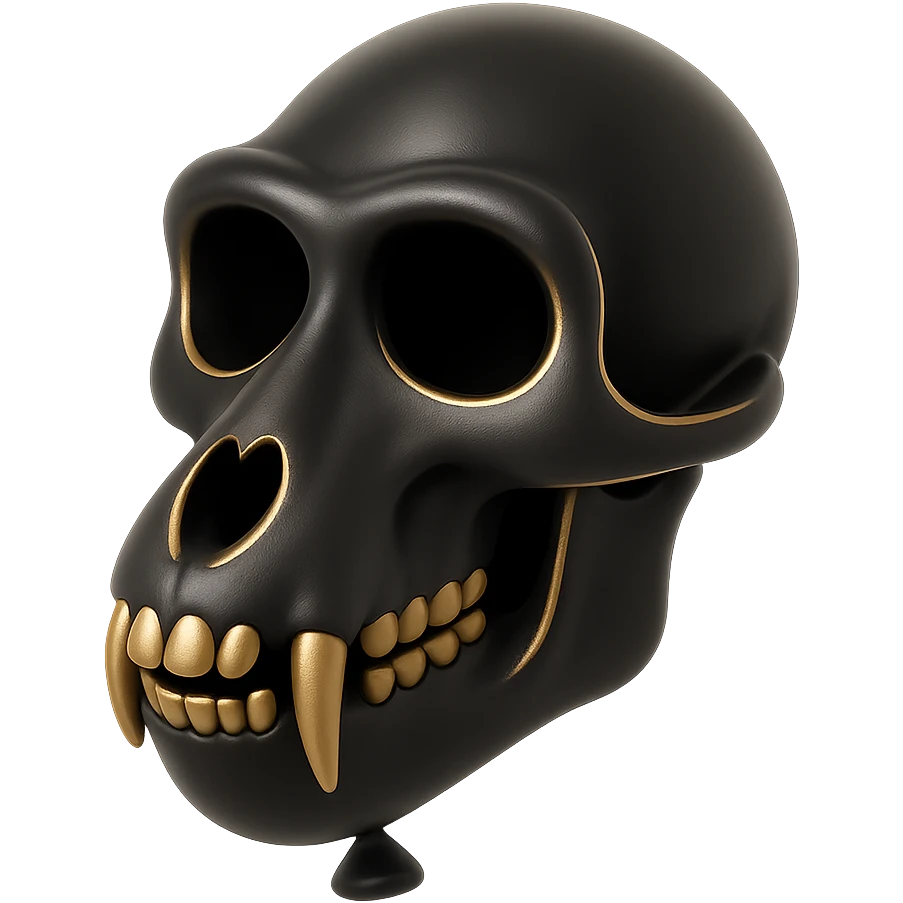 balloon style baboon skull, shiny, on white background emoji
