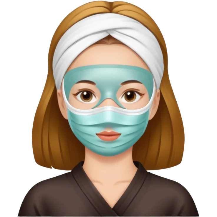 Lady with face mask spa beauty full face relaxing emoji