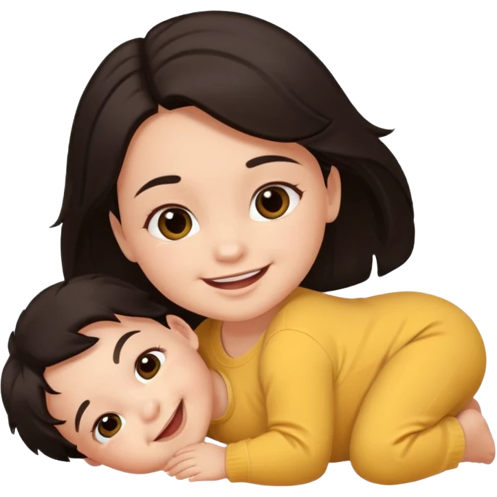 baby dark hair lying on ground emoji