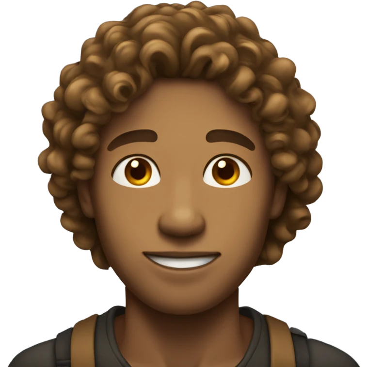 Light skined guy with long brown curly hair to the neck  emoji