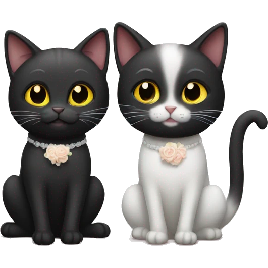 Black cat getting married to white cat emoji