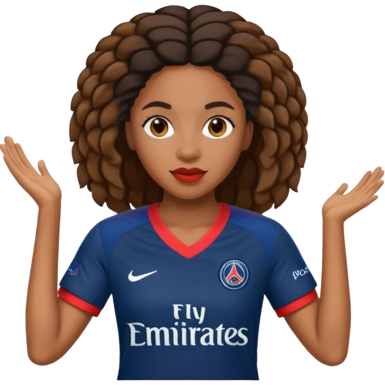 Realistic portrait of a black woman wearing PSG jersey emoji