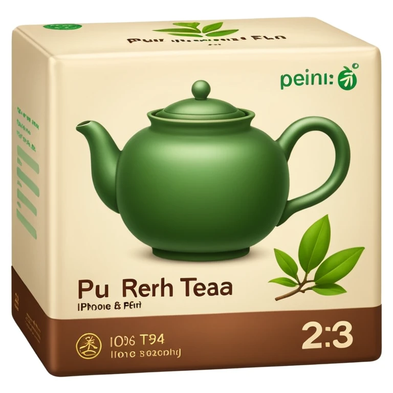 iPhone emoji icon of Pu-erh tea in packaging, green background emoji