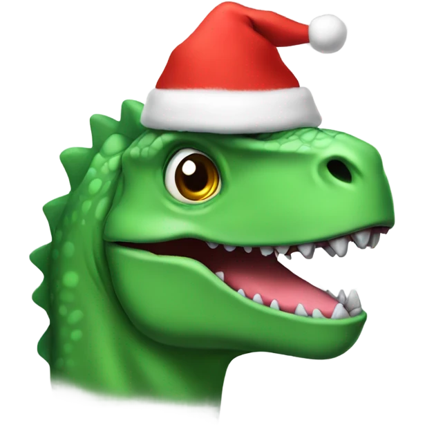 Dinosaur wearing Christmas hat emoji