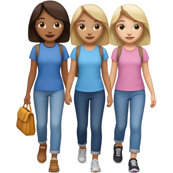 happy walking 4 girls emoji
