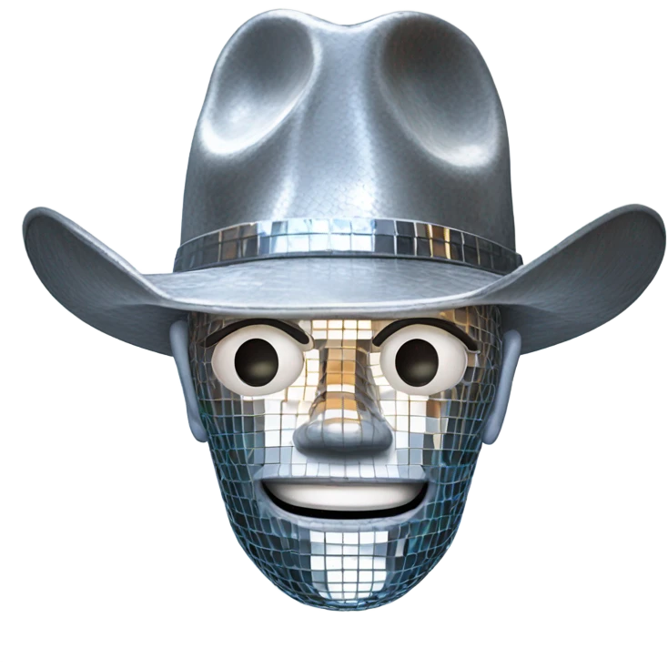 Disco ball head with cowboy hat  emoji