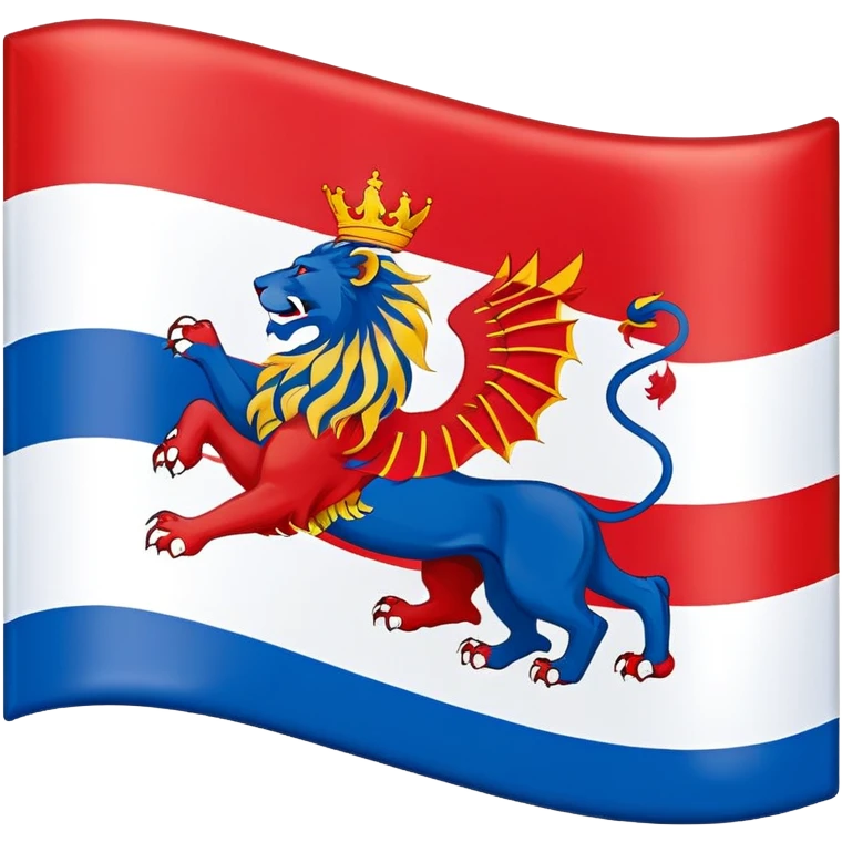 Flag of North Holland with red and blue stripes and white lions emoji