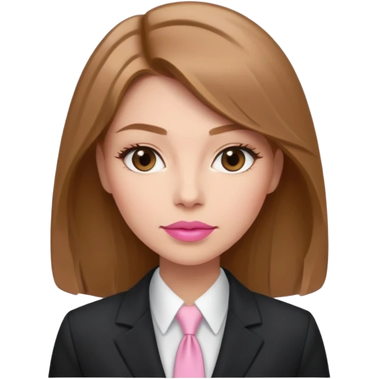 confident woman with light brown hair, light pink lipstick, lighter skin color, boss energy emoji