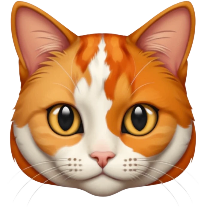 A calico cat with half its face ginger and the other half black emoji