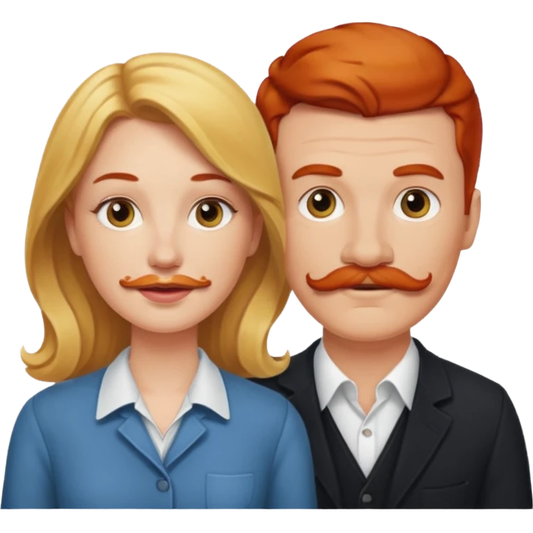 couple who are a blonde woman and redheaded mustached man emoji