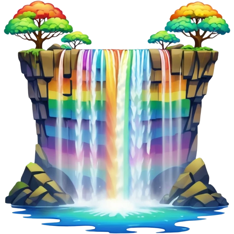 trippy waterfall with rainbow water emoji
