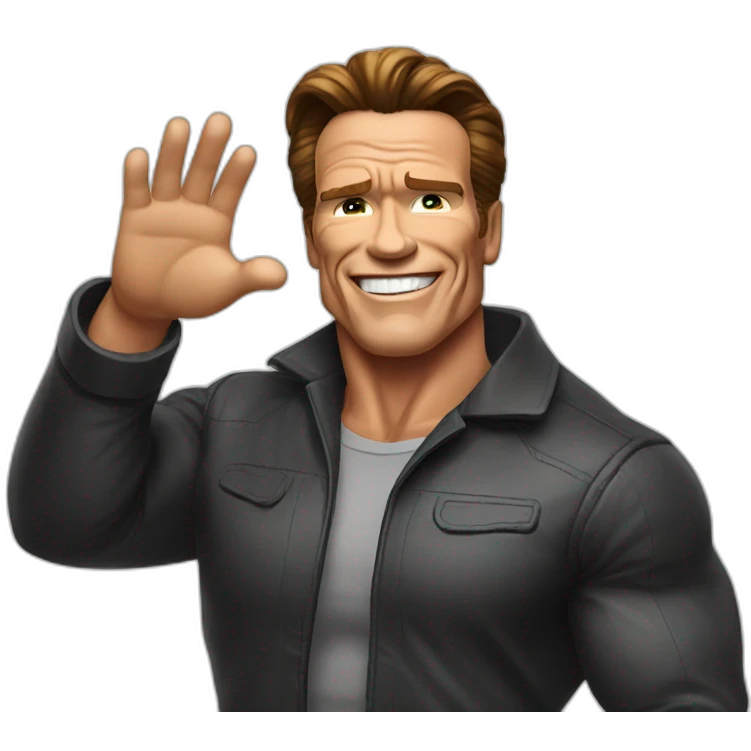 Schwarzenegger waving emoji