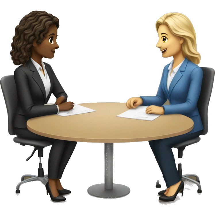 2 women talking job interview semi casual emoji