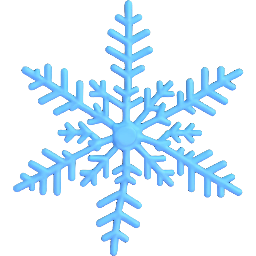 3D icon of a snowflake, symbolizing low temperature emoji