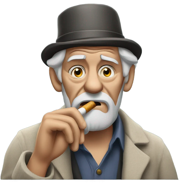 Grumpy old man with cigarette  emoji