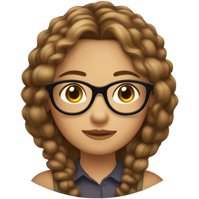Fille chatain clair cheveux longs lunettes ronde  yeux marrons corps e emoji