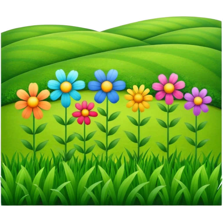 a row of flowers and grass extended far emoji