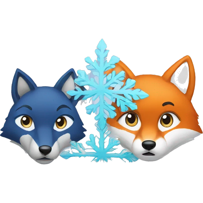 Half snowflake and half fox emoji