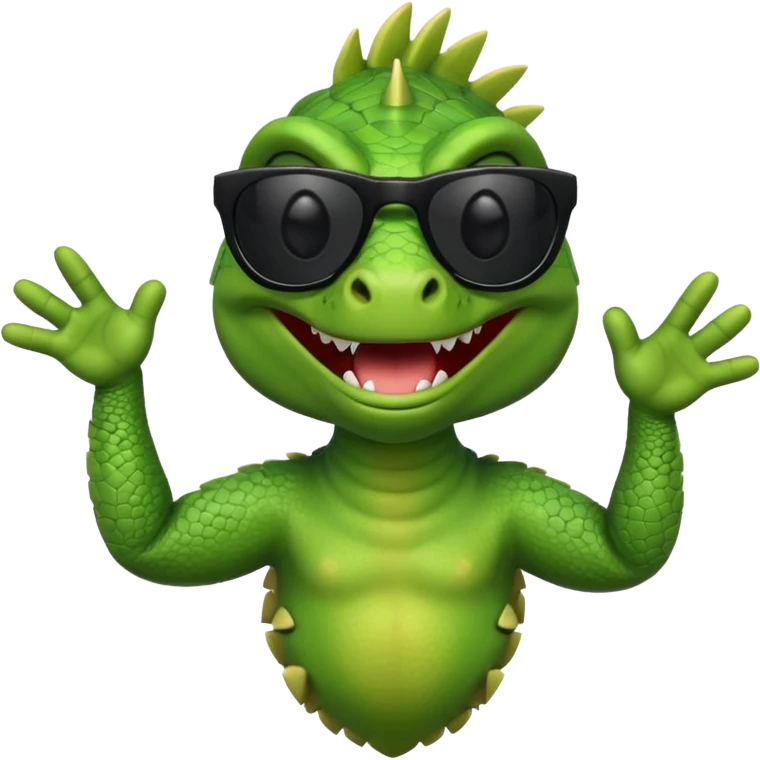 capitalist iguana head with black sunglasses dancing emoji
