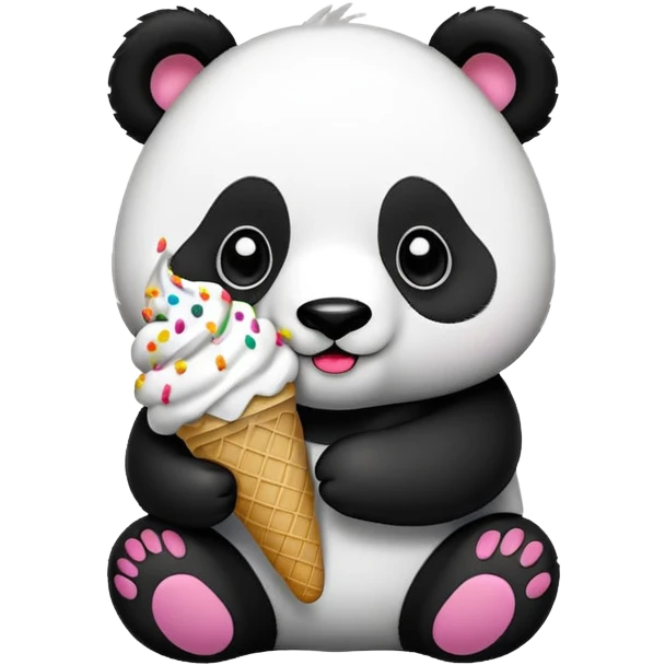Panda eating ice cream emoji